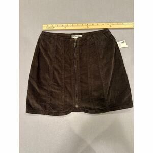 We The Free Free People Brown Corduroy Zip Front Mini Skirt Size 2